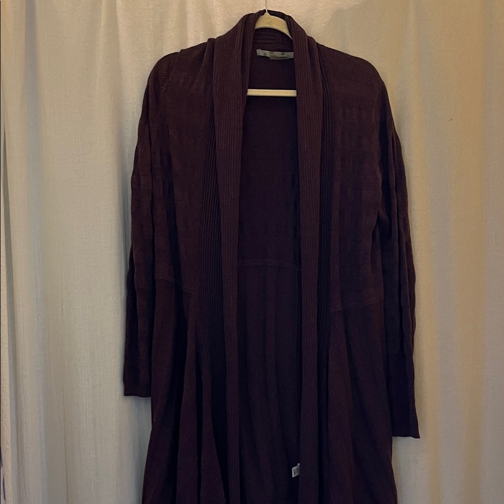 Athleta Long High-Low Deep Purple Knit Cardigan Size XL